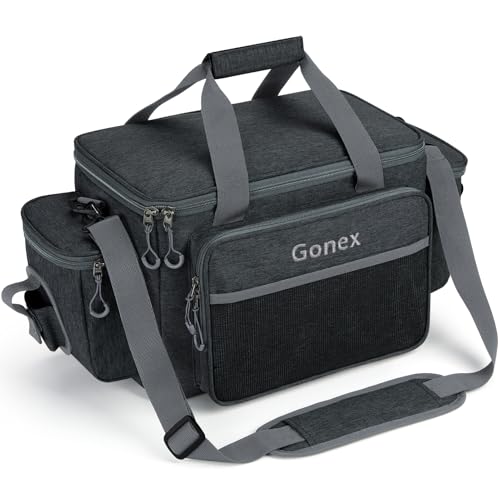 Gonex Fishing Tackle Bags for Saltwater & Freshwater, Fishing Gear Storage Bag with Water Resistant Bottom Suitable for 3600 3700 Size Tackle Box