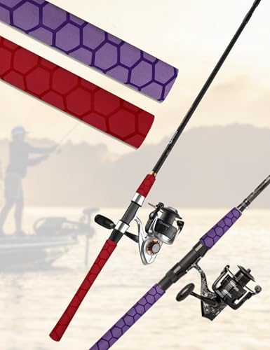 Accering Honeycomb Pattern Heat Shrinkable Tubing Fishing Rod Handle Wrap Insulation for Kitchen Supplies Knife Handle (φ25mm, L5.25 ft, Purple) - color: Purple, size: φ25mm, L5.25ft