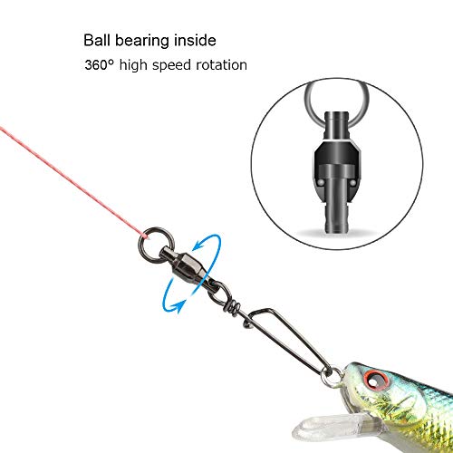 Snap Fishing Swivels Ball Bearing Black Nickel Ball Bearing Swivels Saltwater Heavy Duty Barrel Swivels for Freshwater Saltwater Fishing - size: Size 2+2(45lb) 40 Pcs