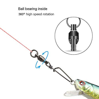 Snap Fishing Swivels Ball Bearing Black Nickel Ball Bearing Swivels Saltwater Heavy Duty Barrel Swivels for Freshwater Saltwater Fishing - size: Size 2+2(45lb) 40 Pcs