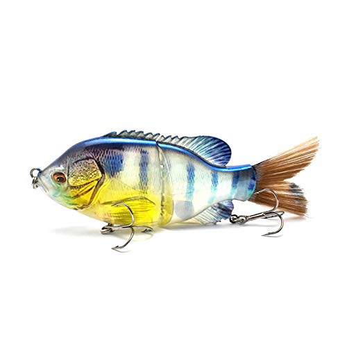 5.9in Multi Jointed Swimbait Fishing Lures Bait,2 Segment Big Giant Sinking Fishing Bass Lures,Crankbaits Swimbaits with Treble Hook - color: 5.9in,1.94oz-Color F