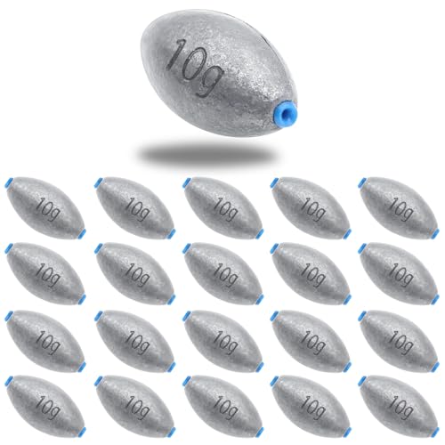 Egg Sinkers Fishing Weights, Bullet Fishing Weights | Lead Oval Shaped Fishing Weights Sinkers for Saltwater Freshwater Fishing 1/4oz to 3oz - size: 3/8oz-20pcs
