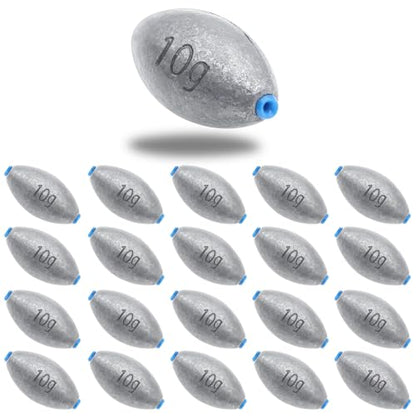 Egg Sinkers Fishing Weights, Bullet Fishing Weights | Lead Oval Shaped Fishing Weights Sinkers for Saltwater Freshwater Fishing 1/4oz to 3oz - size: 3/8oz-20pcs
