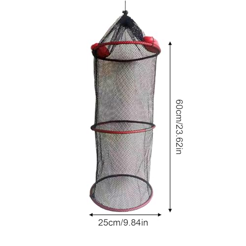 Fishing Net Bucket - Fish Drying Rack, Hanging Fish Dryer | Caught Mesh Net Basket for Outdoor Floating Water Fishes, Fishing Supplies, Foldable Fish Basket - size: 25x60cm