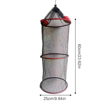 Fishing Net Bucket - Fish Drying Rack, Hanging Fish Dryer | Caught Mesh Net Basket for Outdoor Floating Water Fishes, Fishing Supplies, Foldable Fish Basket - size: 25x60cm