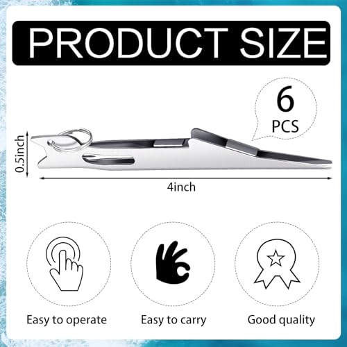 Gisafai 6 Pcs Fishing Line Knot Tyer Tying Tool Quick Tie Nail Knot Tying Tool Fly Fishing Angler Accessories Fly Equipment for Hooks Lures Lines Men - color: Silver