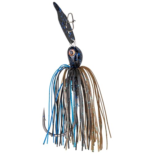 Strike King Thunder Cricket Fishing Lure, Vibrating Swim Jig, Silver Blade, 4/0 Jungle-Style Flipping Hook - color: Bruiser, size: 3/8 oz