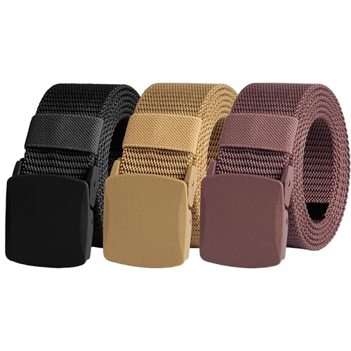 UNGGJKB Men's Tactical Belt, Nylon Casual Elastic Belt, Work Belt That Can Be Cut And Adjusted - color: Brown/Red/Black