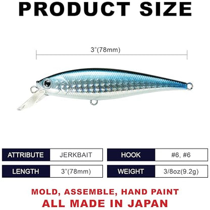 LUCKY CRAFT Pointer 78SP Fishing Lures, 3" Freshwater Bass & Trout Lures, Suspending 4ft-5ft Depth, Jerkbait, Bass Fishing Gear and Accessories, Ghost & Aurora - color: 352 Lens Aurora Black