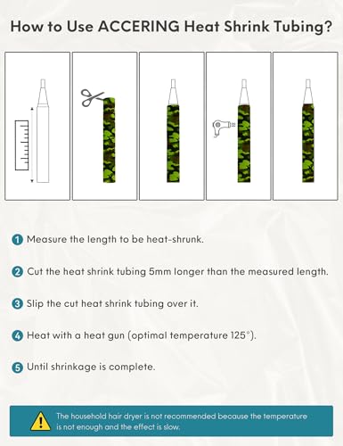 Accering Green Camouflage Heat Shrink Tubing for Fishing Rod Grip and Kitchen Supplies (φ30mm, L1.64ft, Green Camo) - color: Green Camo, size: φ30mm, L1.64 ft