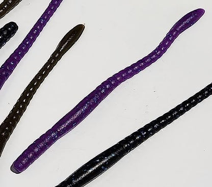Floating Worm 10 Per Pack 6 Inch Scented Bass, Walleye and More - color: Junebug