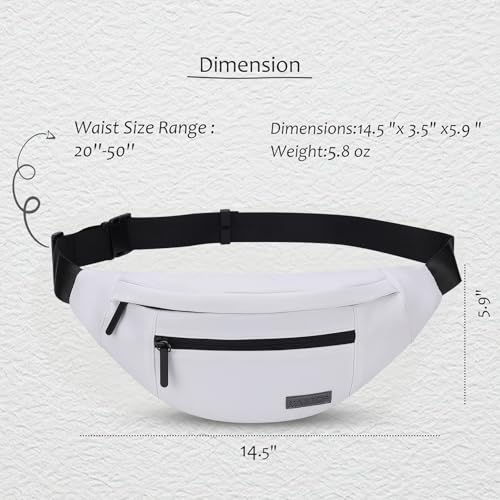 MAXTOP Large Crossbody Bags for Women Fanny Pack with 4-Zipper Pockets Adjustable Straps Travel Essentials for Music Concert Sports Yoga Running Walking Casual Hands-Free Waist Bag Fits All Phones - color: White