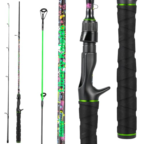 SOUGA Fishing Rod, Liberty Kaleido Carbon Spinning & Casting Rod, 2 Piece Medium Action Bass Trout Rod with SIC Ceramic Guides, EVA Grip, Reel Seat, Hook Keeper, 5.6 & 6ft, 4-14lb Line - size: 5.5 Feet