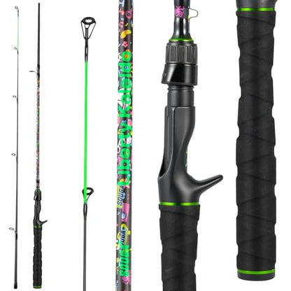 SOUGA Fishing Rod, Liberty Kaleido Carbon Spinning & Casting Rod, 2 Piece Medium Action Bass Trout Rod with SIC Ceramic Guides, EVA Grip, Reel Seat, Hook Keeper, 5.6 & 6ft, 4-14lb Line - size: 5.5 Feet