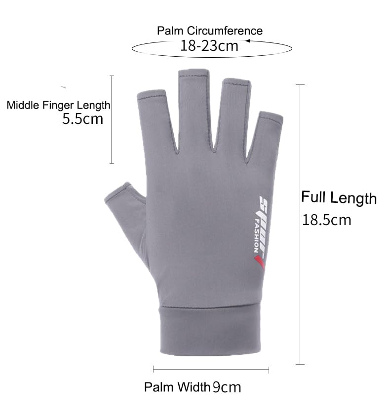 Mealah Lightweight-Fingerless-Gloves for Men - UPF 50+ UV Sun-Protection- Gloves for Fishing Driving Hiking Outdoor - color: Grey