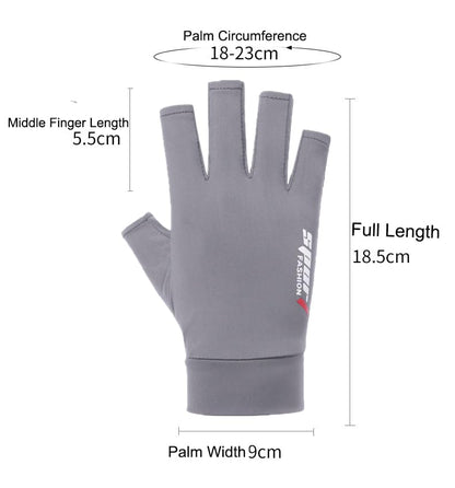 Mealah Lightweight-Fingerless-Gloves for Men - UPF 50+ UV Sun-Protection- Gloves for Fishing Driving Hiking Outdoor - color: Grey