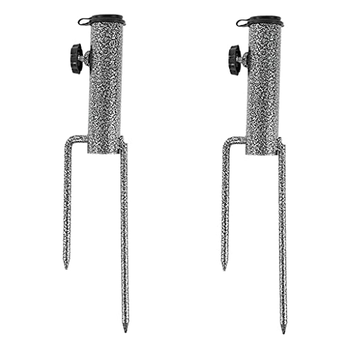 2 Pieces Patio Umbrella Steel Anchor, Heavy Duty Beach Umbrella Stand, Ground Grass Screw Holder Stands with 2 Forks for Lawn, Patio, Outdoor, Garden, Beach, Fishing