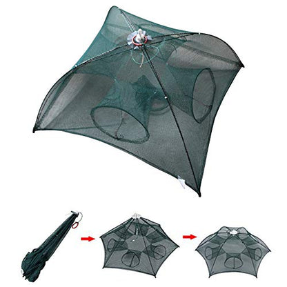 Persei Foldable Fishing Bait Trap Cast Net Cage Cast Dip Cage for Fish Shrimp Minnow Crayfish Crab Bait Trap Cage - color: 4 sides 4 holes+1 hole