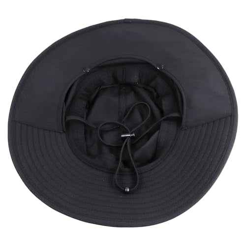 Connectyle Men's Wide Brim Sun Hat with Neck Flap UPF 50+ Packable Breathable Boonie Bucket Hat for Fishing Hiking Safari - color: Black