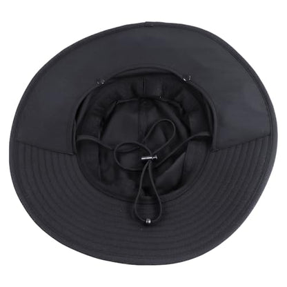 Connectyle Men's Wide Brim Sun Hat with Neck Flap UPF 50+ Packable Breathable Boonie Bucket Hat for Fishing Hiking Safari - color: Black