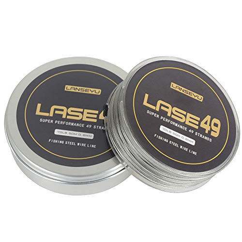 50M 44lb/70lb Test Stainless Steel Fishing Wire - 7x7 Strands, 0.6mm/0.8mm Trace Coating, Jigging Line - color: 0.8mm-70lb-50M