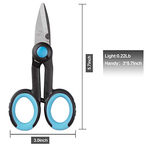 BXIO Fishing Scissors with Fishing Lanyard and Nylon Sheath, Braided Line Tools, Heavy Duty Anti-Slip Fiber Cable Cutter, Stainless Steel Fishing Pliers Scissors with Grinding Hook Tool - color: Black Blue