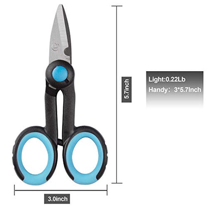 BXIO Fishing Scissors with Fishing Lanyard and Nylon Sheath, Braided Line Tools, Heavy Duty Anti-Slip Fiber Cable Cutter, Stainless Steel Fishing Pliers Scissors with Grinding Hook Tool - color: Black Blue
