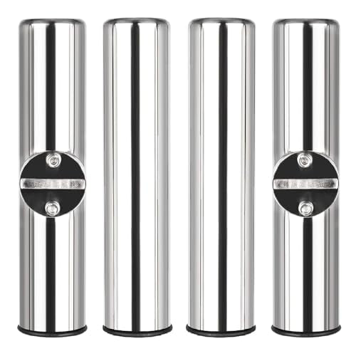 NovelBee 4pcs Stainless Steel Clamp on Fishing Rod Holders with Black Rubber Insert for Rails 7/8" to 1"