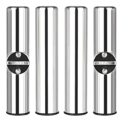NovelBee 4pcs Stainless Steel Clamp on Fishing Rod Holders with Black Rubber Insert for Rails 7/8" to 1"