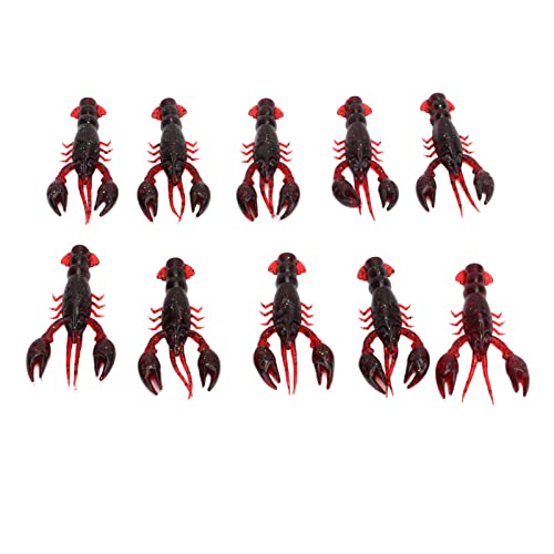 Fishing Lures, 10pcs PVC Flexible Crawdad Soft Fishing Lure, Shrimp Artificial Soft Lure Baits for Mandarin Fish, Black Fish, Perch, Carp Fishing(Sauce Red)
