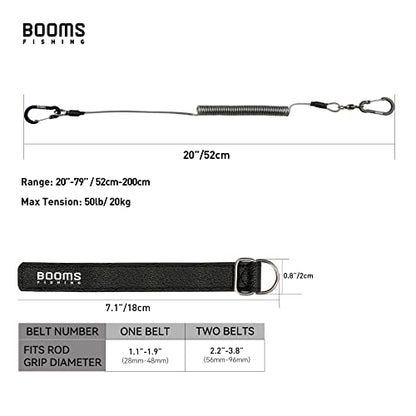 Booms Fishing T02 Fishing Pole Tether, Kayak Paddle Leash, Paddle Board Fishing Accessories, Heavy Duty Fishing Lanyard for Fishing Tools/Rods/Paddles - color: Multicolor with 7.1" RB1 Belt, 3pcs