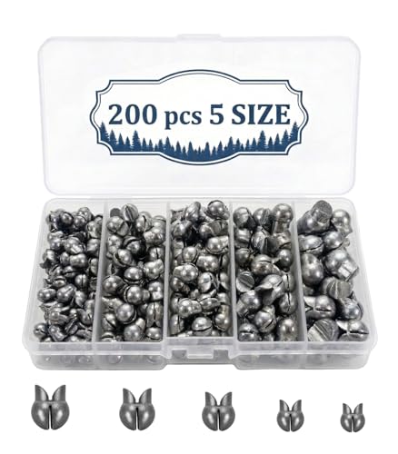 200/350 Pcs Premium Split Shot Fishing Weights Sinkers, Removable Leakproof Fly Fishing Split Shot for Freshwater & Saltwater， Bass Trout Circular Accessories - 5/6 Sizes - size: 200/5 Size Duck