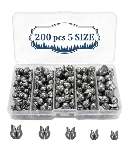 200/350 Pcs Premium Split Shot Fishing Weights Sinkers, Removable Leakproof Fly Fishing Split Shot for Freshwater & Saltwater， Bass Trout Circular Accessories - 5/6 Sizes - size: 200/5 Size Duck