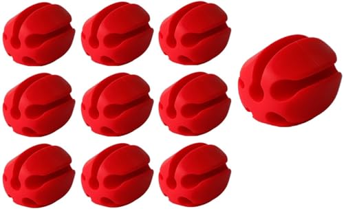 10Pcs Silicone Fishing Rod Holder Straps, 5 Hole Portable Fishing Rod Fixed Ball, Rubber Fishing Pole Clips Fly Fishing Accessories - color: Red