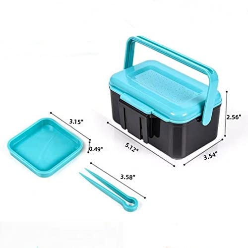 2PCS Worm Bait Holder, Bait Storage Box, Fishing-Accessories Boxes Storage Containers （Blue）