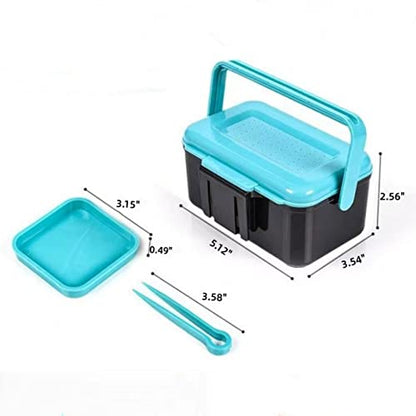 2PCS Worm Bait Holder, Bait Storage Box, Fishing-Accessories Boxes Storage Containers （Blue）