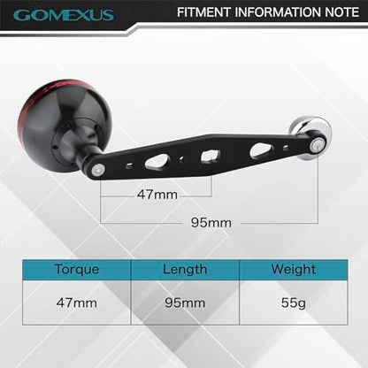 GOMEXUS Power Handle for Abu Garcia Ambassadeur C3/C4/S/SX 5000-7000 Round Fishing Reels Catfish Special Crank - color: For Abu 5000-6500 Red