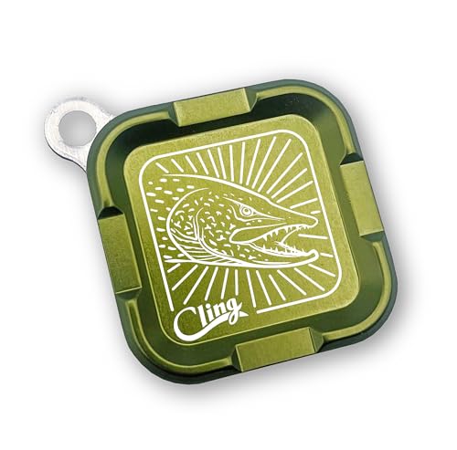 Cling Fishing Products Mag Grab® Mini – Compact Magnetic Fly Holder/Fly Patch & Organizer for Fly Fishing Vest, hat, Waders and Fishing Packs (Toothy Trouble, Deep Green) - color: Deep Green, style: Toothy Trouble