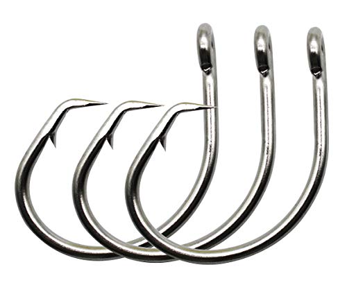 Fishing Hooks Saltwater Fishing Tuna Circle Hooks 2X Extra Strong Stainless Steel Big Game Fishing Hooks for Tuna Swordfish Shark - size: 8/0-25pcs