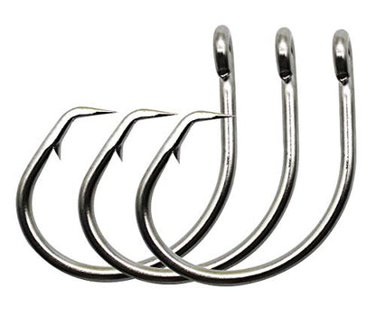 Fishing Hooks Saltwater Fishing Tuna Circle Hooks 2X Extra Strong Stainless Steel Big Game Fishing Hooks for Tuna Swordfish Shark - size: 3/0-25pcs