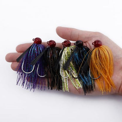 Dr.Fish 2 Pack Weedless Bass Fishing Jigs 1/8oz-1oz Football Jigs Bass Hook Lures Freshwater Ball Head Pitching Flipping Fitness Punching - color: Green Pumpkin Black, size: 3/8oz