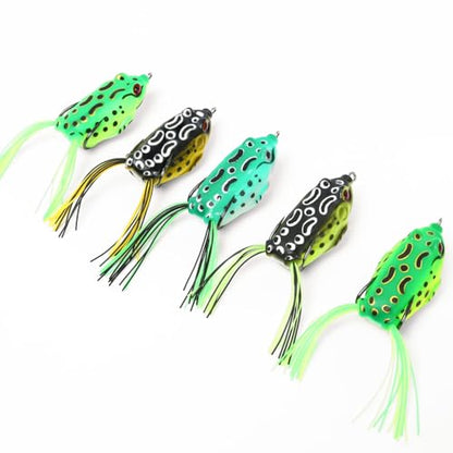 5 PCS Frog Lures Topwater Fishing Artificial Soft Bait 5.5CM Soft Silicone Fishing Lures Prop Frog Lures for Bass Realistic Design with Weedless Hooks for Freshwater Saltwater