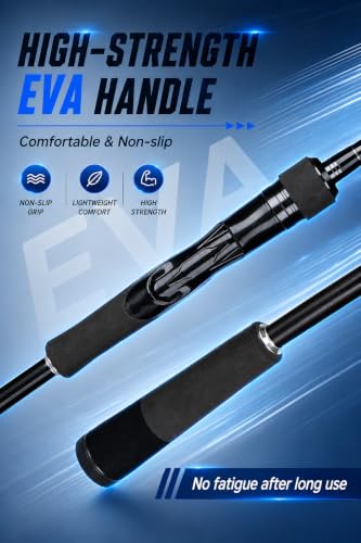 Jenseits Carbon Fiber Fishing Rod Series (6-12 Ft), Spinning & Casting Rods with Stainless Steel Ceramic Guides, Fast Action Fishing Pole for Bass, Trout, Walleye & Surf Fishing - size: 7'0"-Medium-Fast-Black, style: Spinning