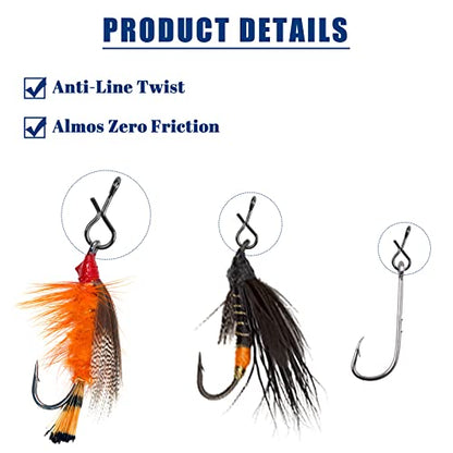 150pcs Fly Fishing Snaps Stainless Steel Quick Change Lure Clips Fast Snaps | No Knot Snap Lure Connector for Flies Jigs Lures Hooks, Micro Fly Swivels Snaps for Fly Fishing Trout Fishing 3 Sizes