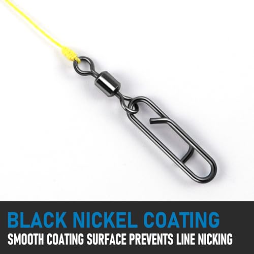 Dr.Fish Fishing Clips with Swivels, Speed Power Clips with Barrel Swivels Quick Change Lure Snap Swivels Fishing Tackle Leader Line Connector for Freshwater & Saltwater - size: #6(0.85")-66LB-50 Pack