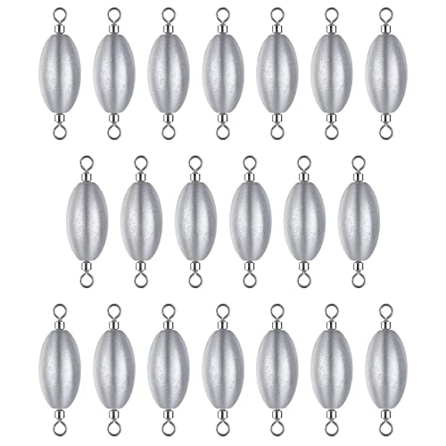 THKFISH Fishing Weights Inline Weights Trolling Sinkers Swivel Weights Quick Set Up Lead Fishing Sinker with Inner Swivel - size: 20pcs-5g(1/6 oz)