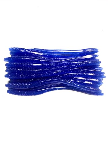 20 Pcs 6.25" Drop Shot Finesse Worms (Scented, Floats) Soft Plastic Baits for Bass Fishing - color: Blue Herring