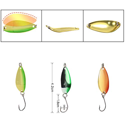 Fishing Spoon Lure Set Metal Baits for Trout, Char and Perch Fishing with Tackle Box (Pack of 12)