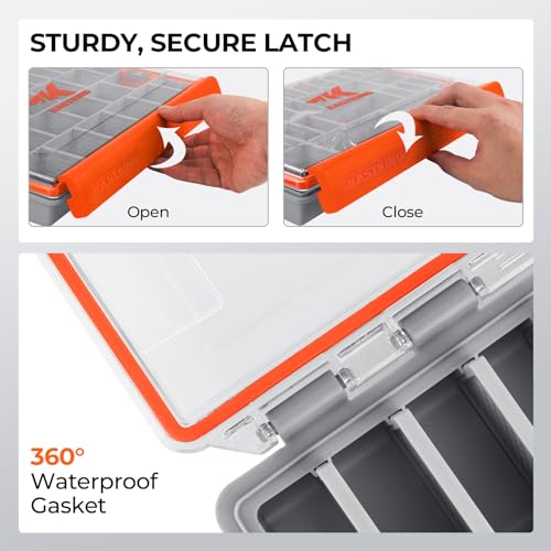 KastKing HyperSeal Waterproof Tackle Box, Waterproof 3600 and 3700 Tackle Trays, Fishing Tackle Box Organizer with Removable Dividers, Lure Box and Terminal Tackle Storage - size: 3700 (2 Packs)