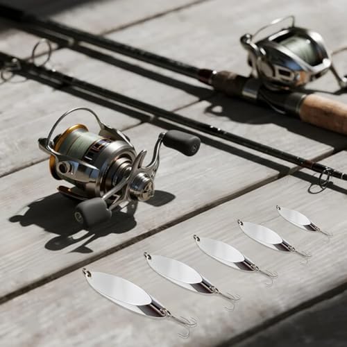Fishing Lures Spoons, Trout Lures 5pcs/30pcs Hard Metal Spinner Bass Baits 5 Sizes Casting Spoon Hooks for Salmon Bass in 1/5oz 1/4oz 3/8oz 1/2oz 3/4oz - color: 30PCS-7g/10g/14g/18g/21g